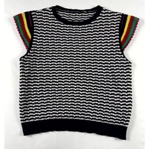 ZARA women Multicolor Knit S/S TOP Shirt SUMMER SWEATER S crochet
